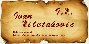 Ivan Miletaković vizit kartica
